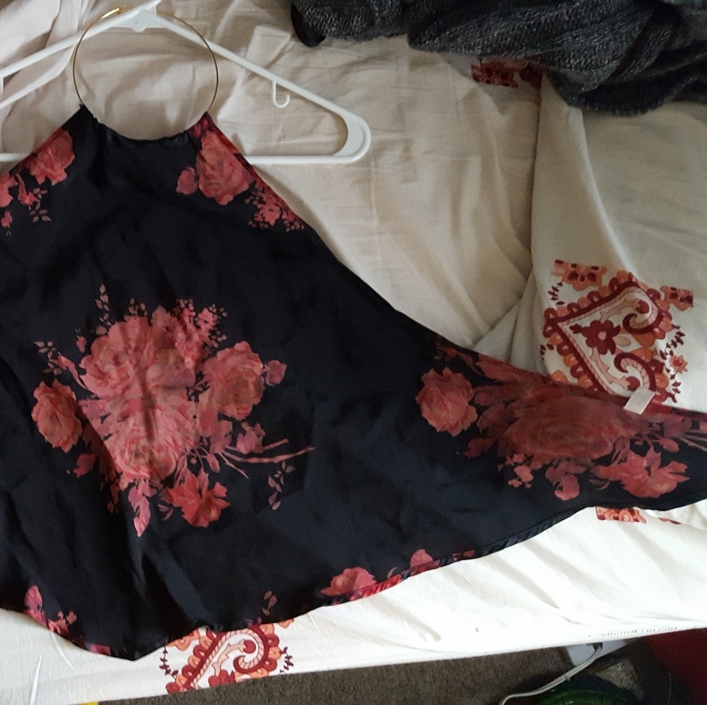 Silky floral black halter top size Small